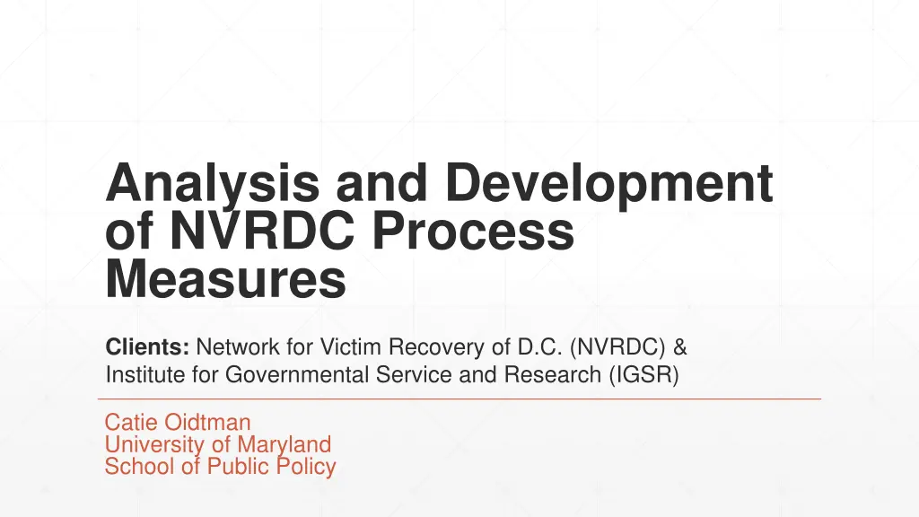 analysis and development of nvrdc process measures