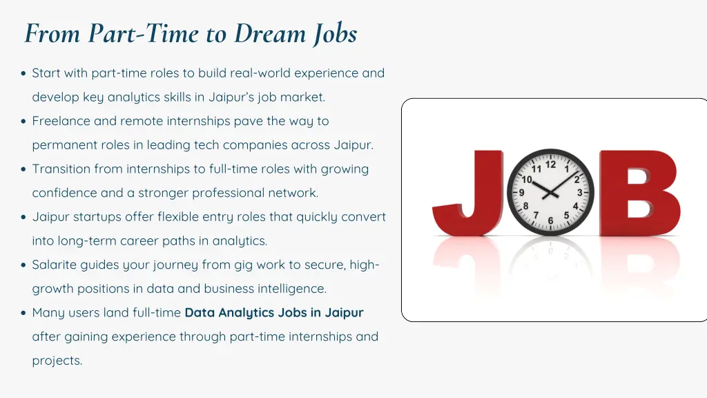 from part time to dream jobs