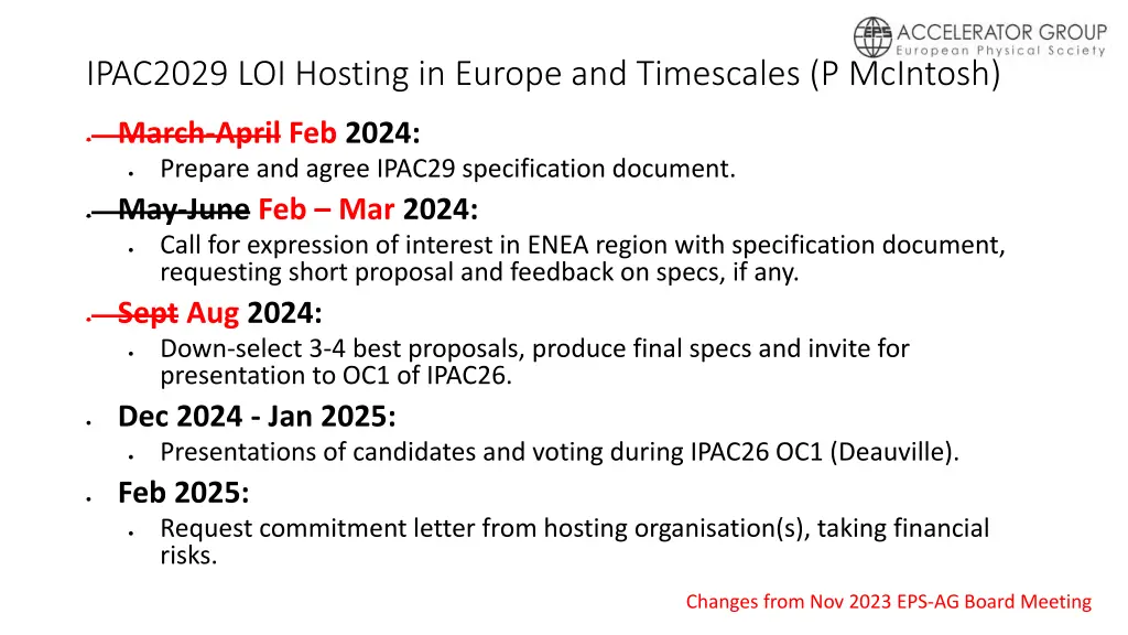 ipac2029 loi hosting in europe and timescales