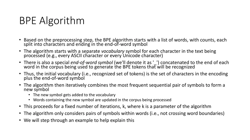 bpe algorithm