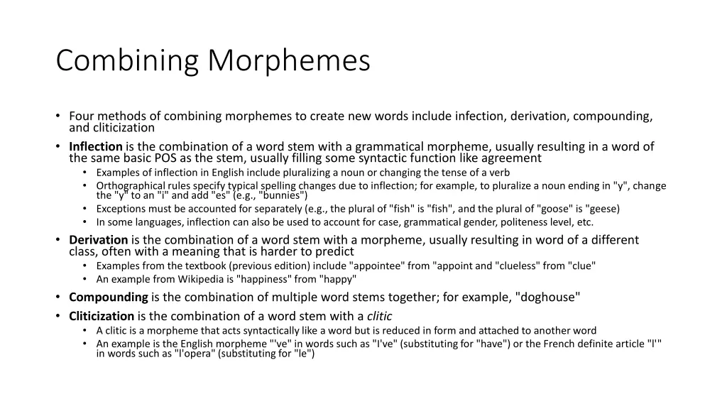 combining morphemes