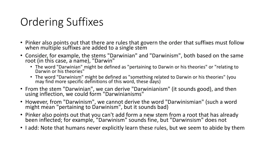 ordering suffixes