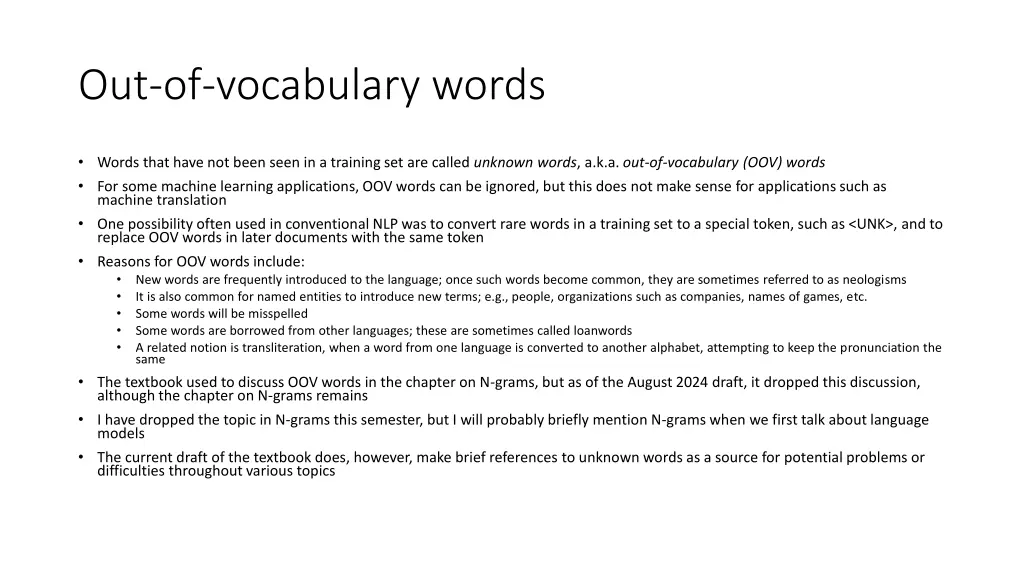 out of vocabulary words