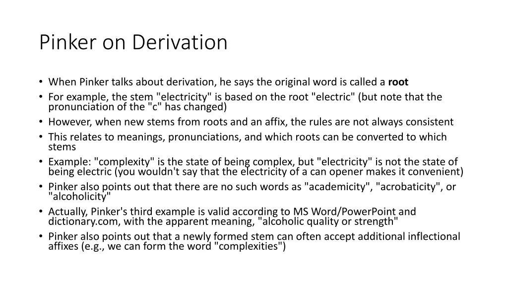 pinker on derivation