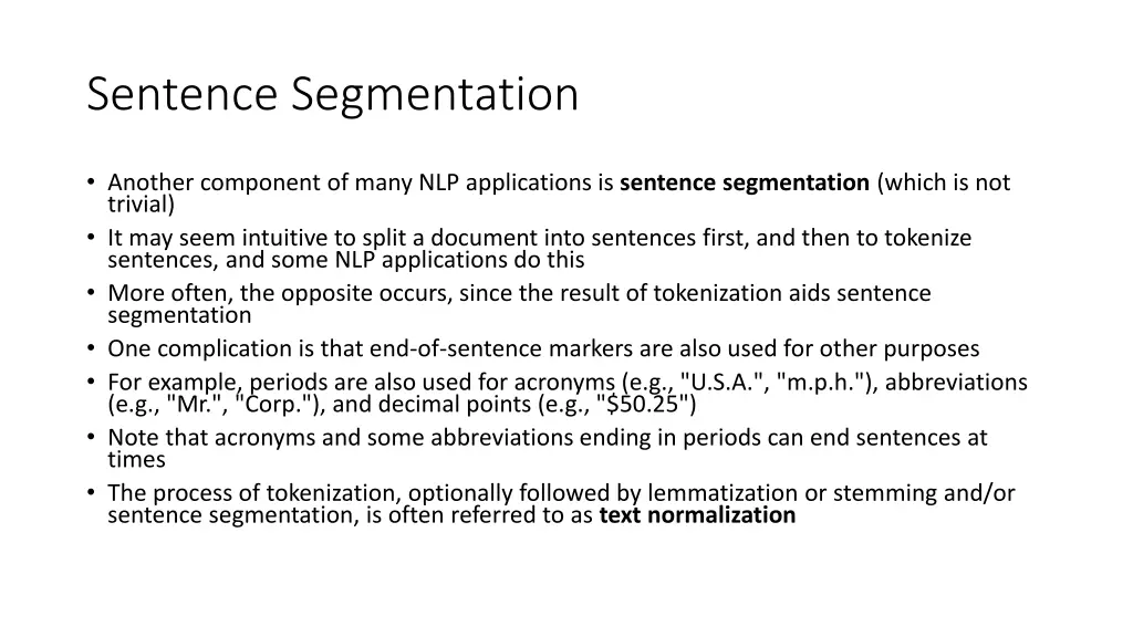 sentence segmentation