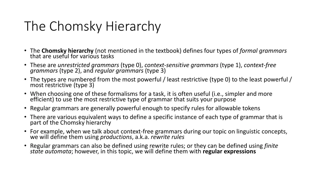 the chomsky hierarchy