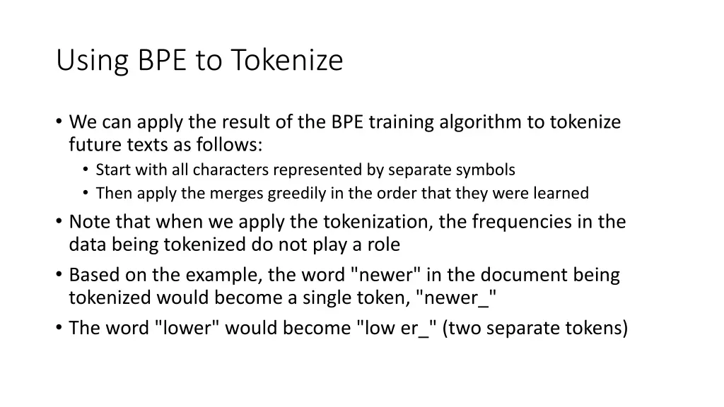 using bpe to tokenize