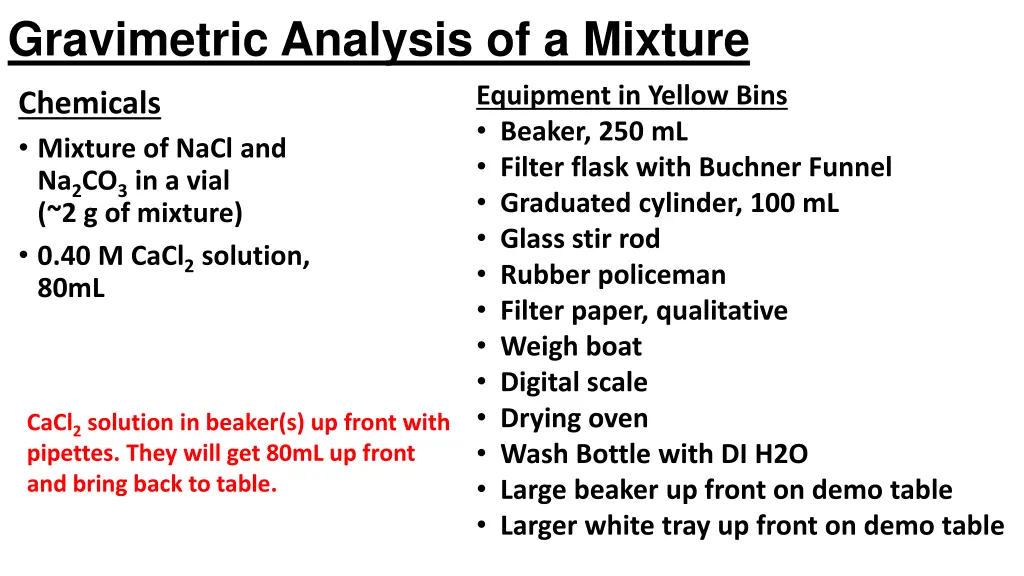 gravimetric analysis of a mixture