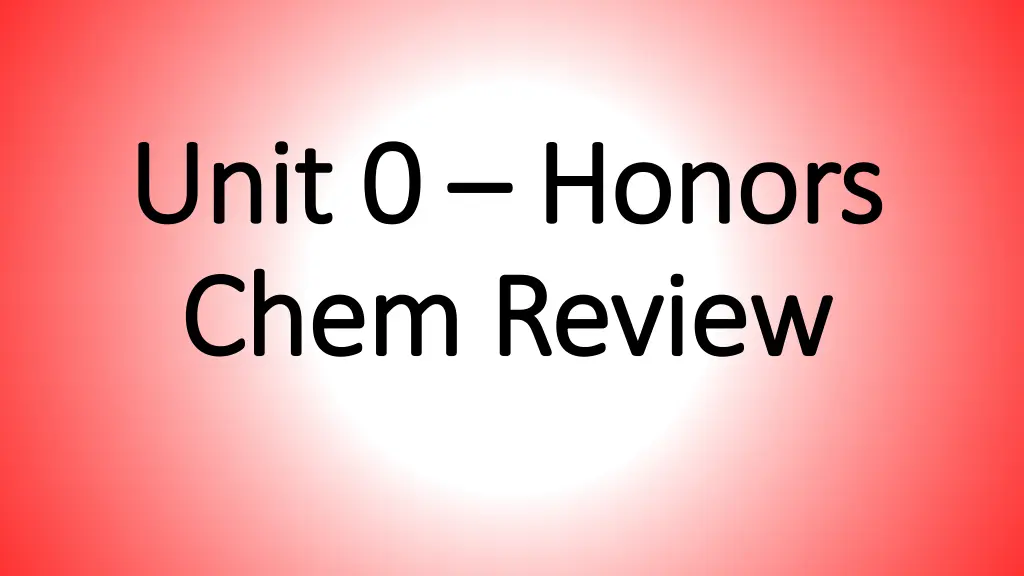 unit 0 unit 0 honors chem chem review review