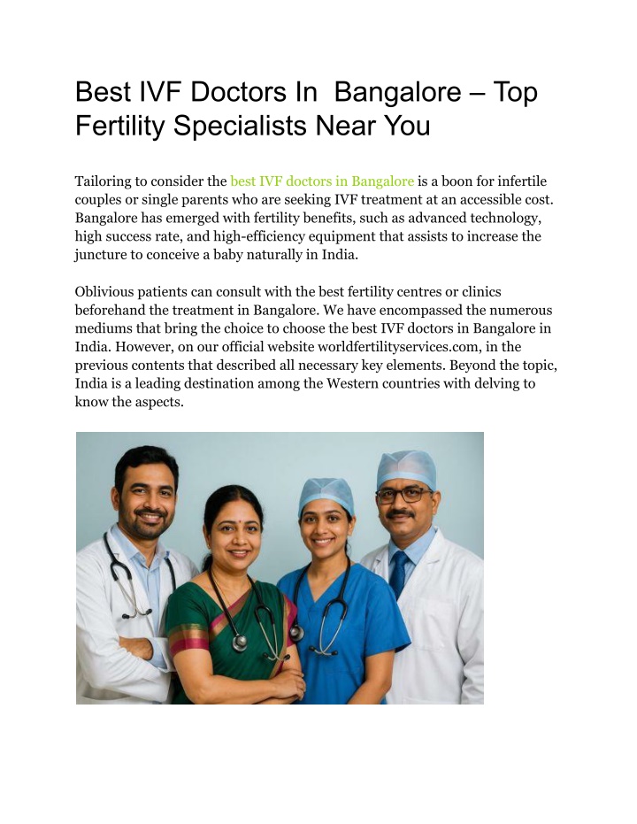 best ivf doctors in bangalore top fertility