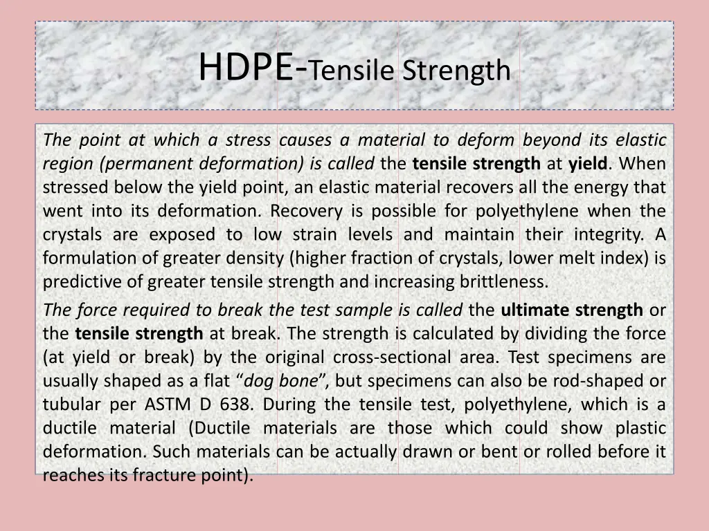 hdpe tensile strength
