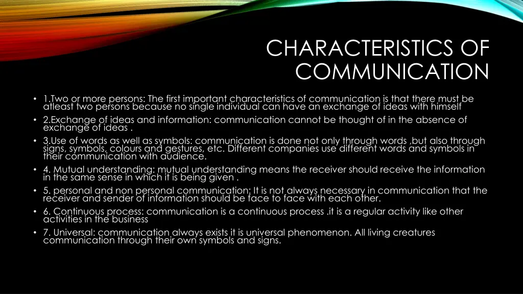 characteristics of communication