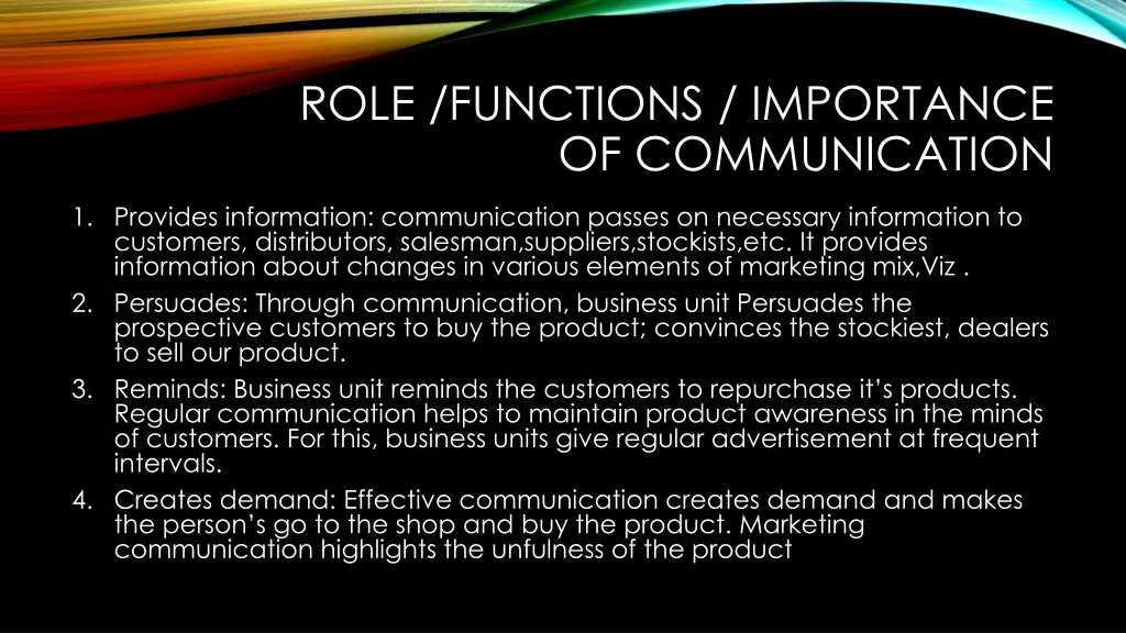 role functions importance of communication