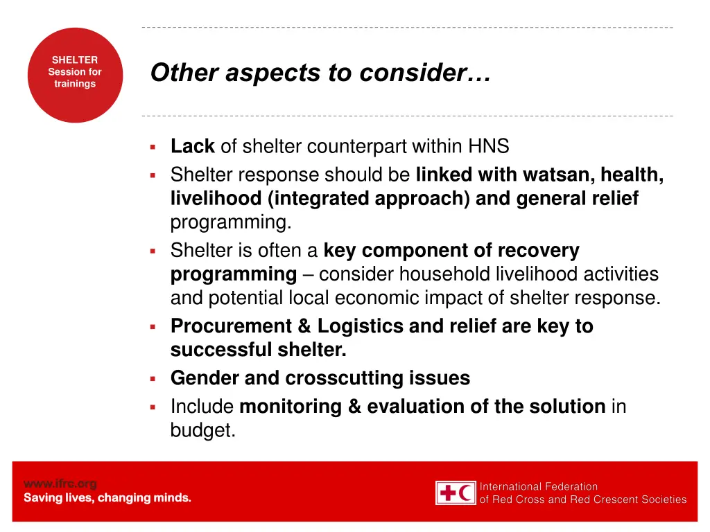 shelter session for trainings 18
