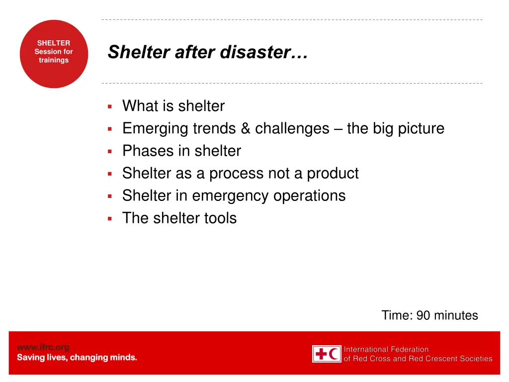 shelter session for trainings