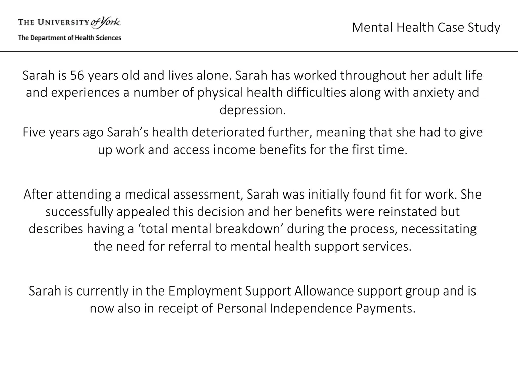 mental health case study
