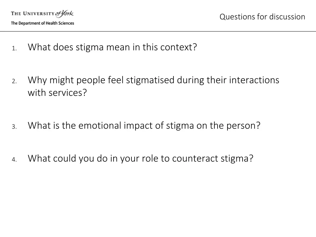 questions for discussion