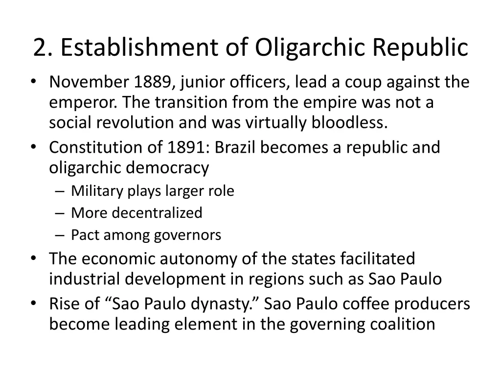 2 establishment of oligarchic republic november