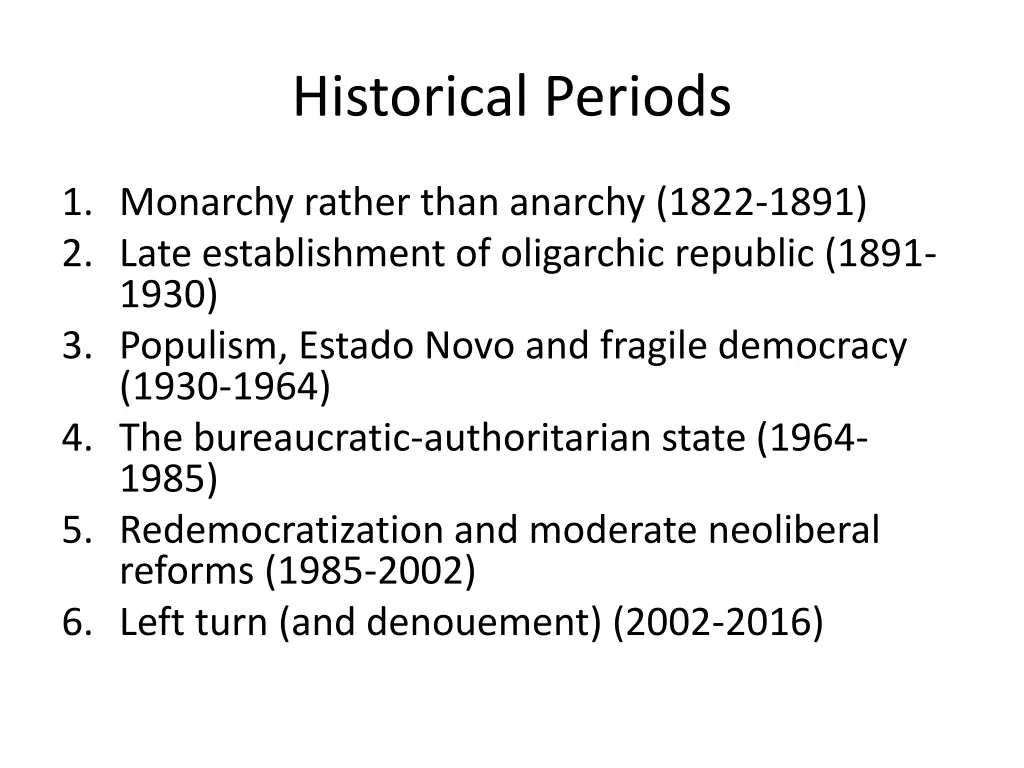 historical periods