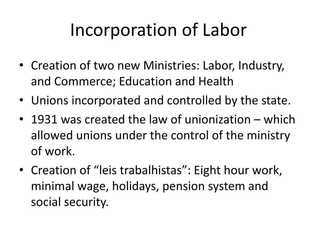 incorporation of labor