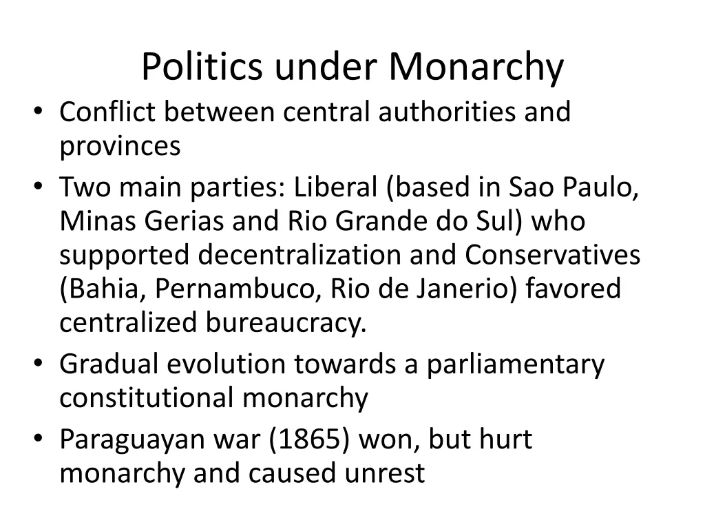 politics under monarchy conflict between central