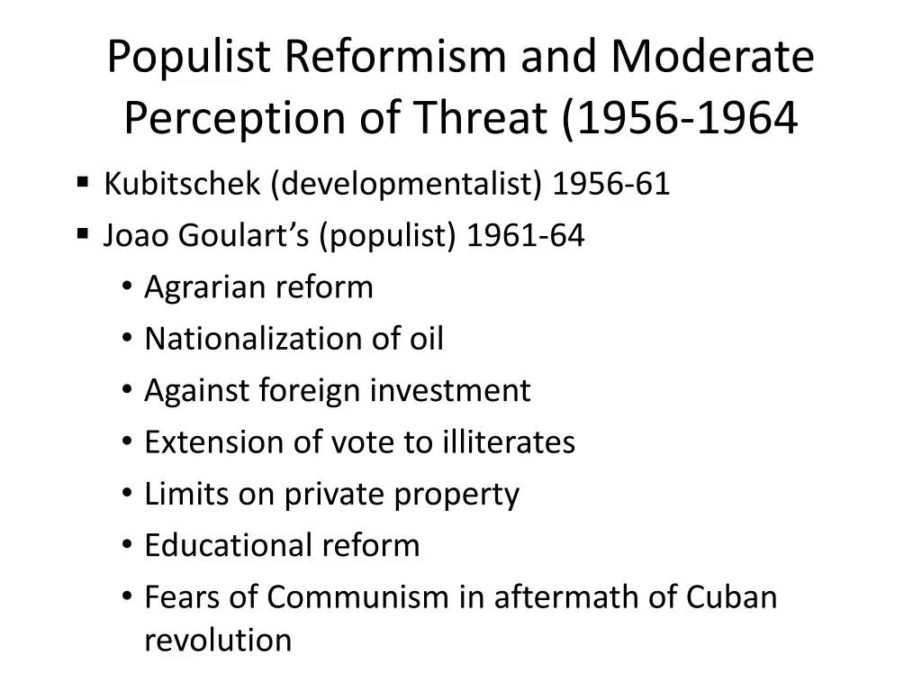 populist reformism and moderate perception