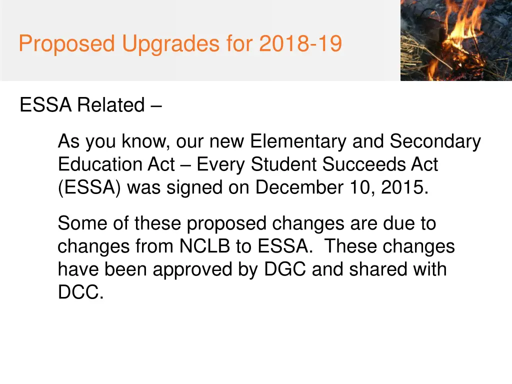 proposed upgrades for 2018 19