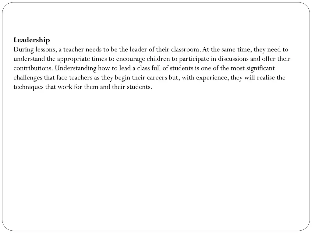 leadership during lessons a teacher needs