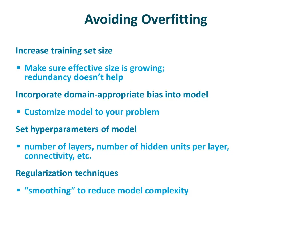 avoiding overfitting