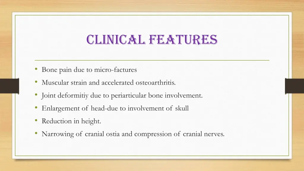 clinical features