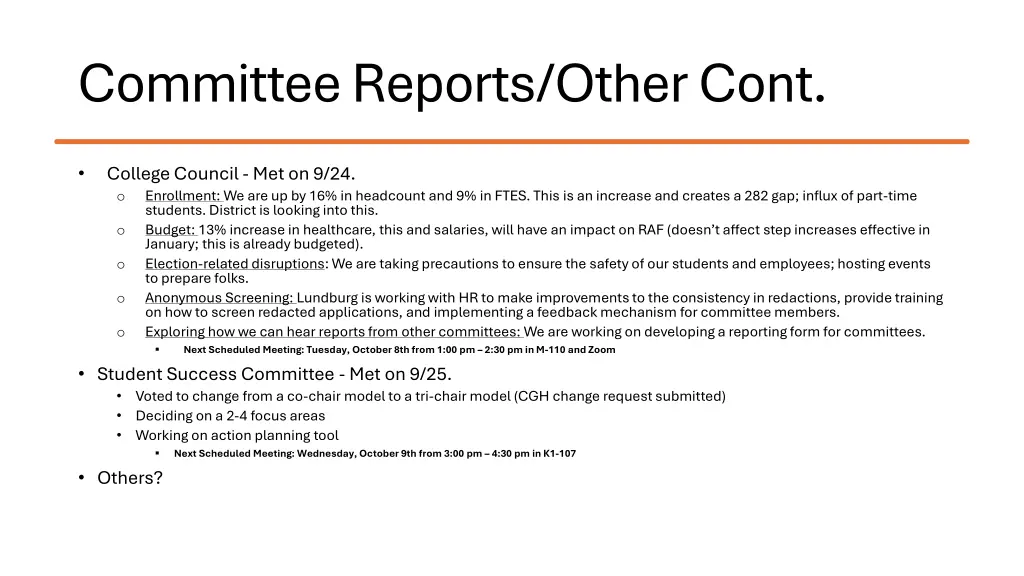 committee reports other cont