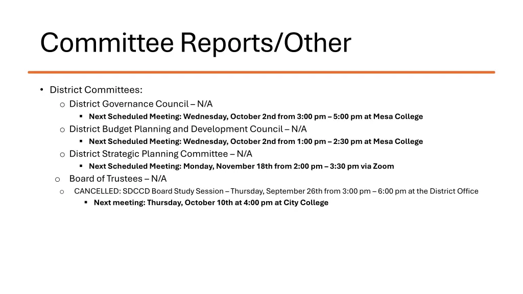 committee reports other