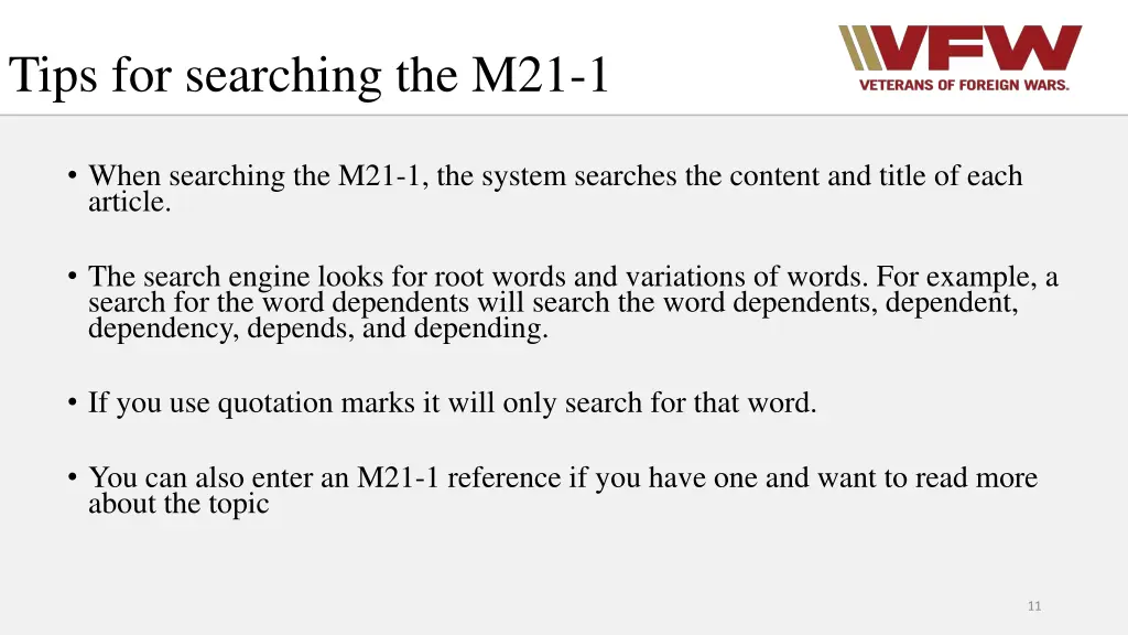 tips for searching the m21 1