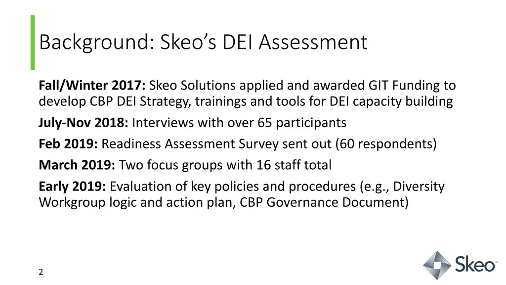 background skeo s dei assessment