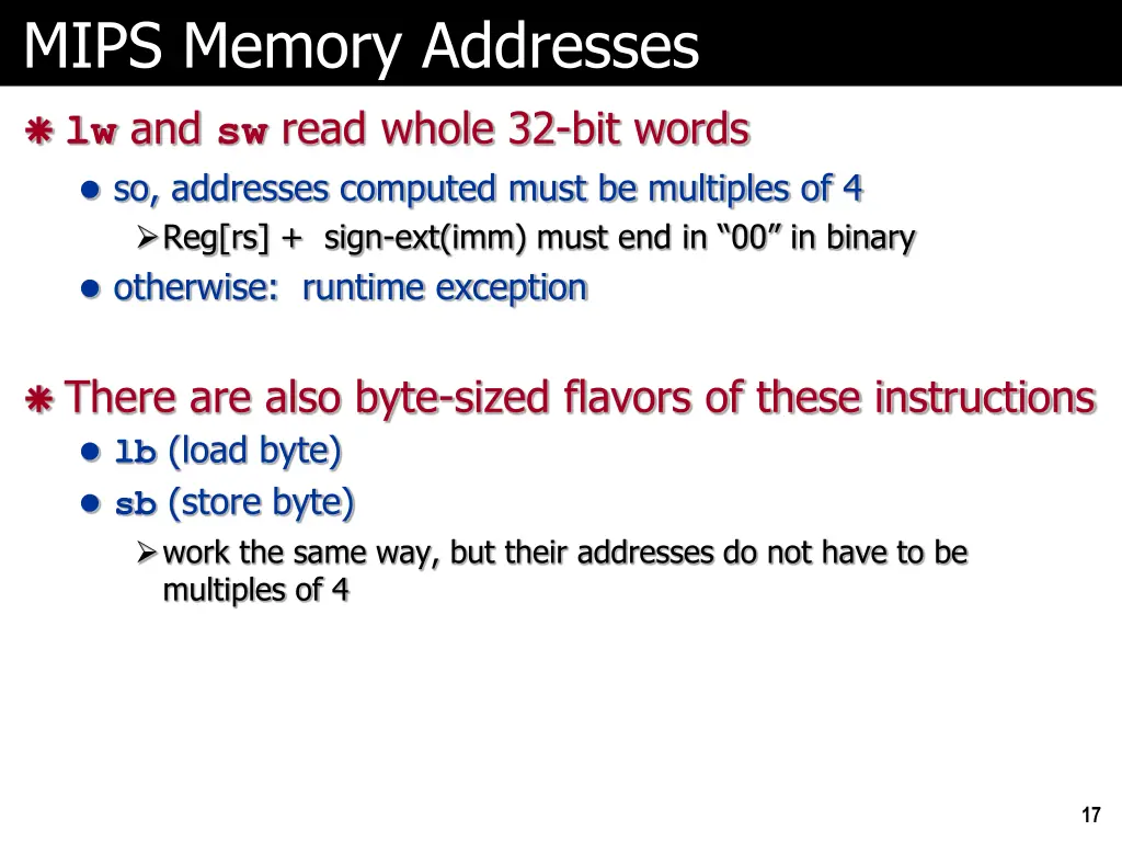 mips memory addresses