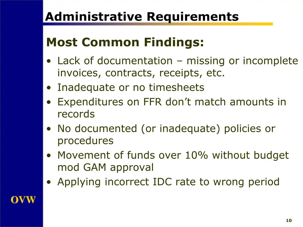 administrative requirements 5