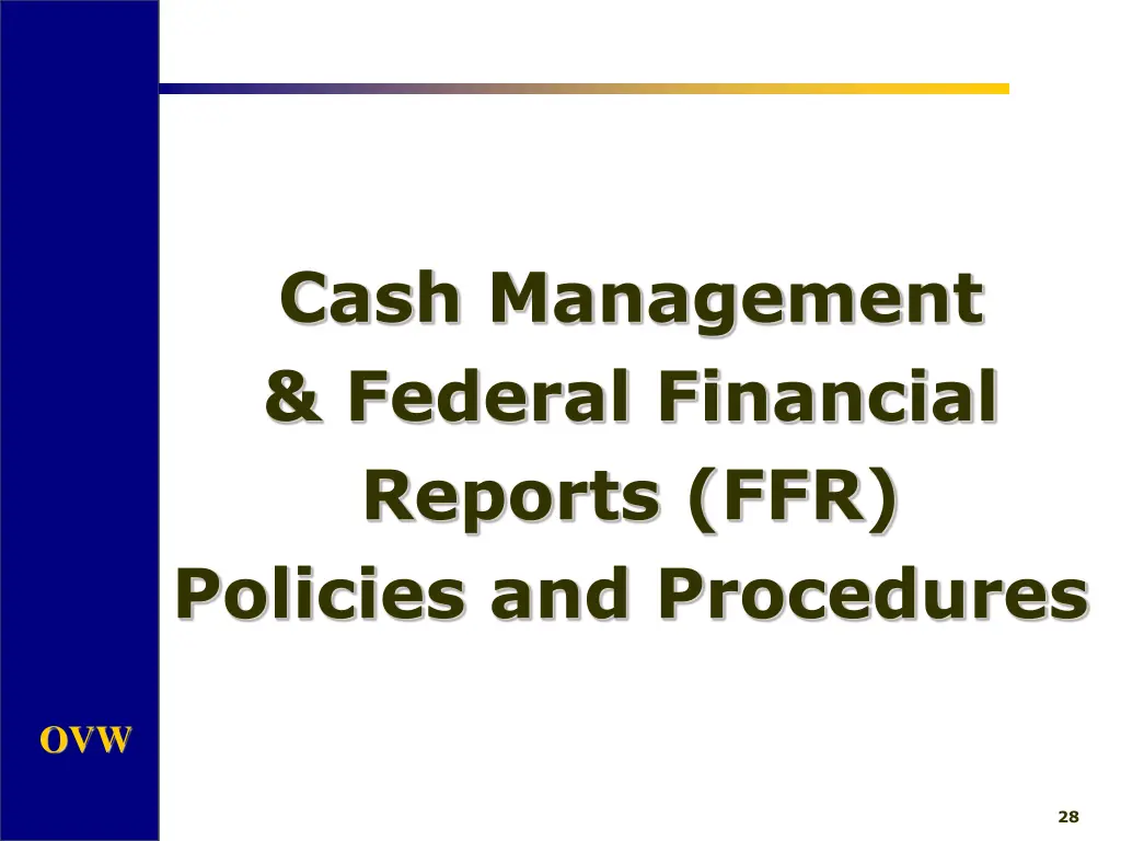 cash management federal financial reports