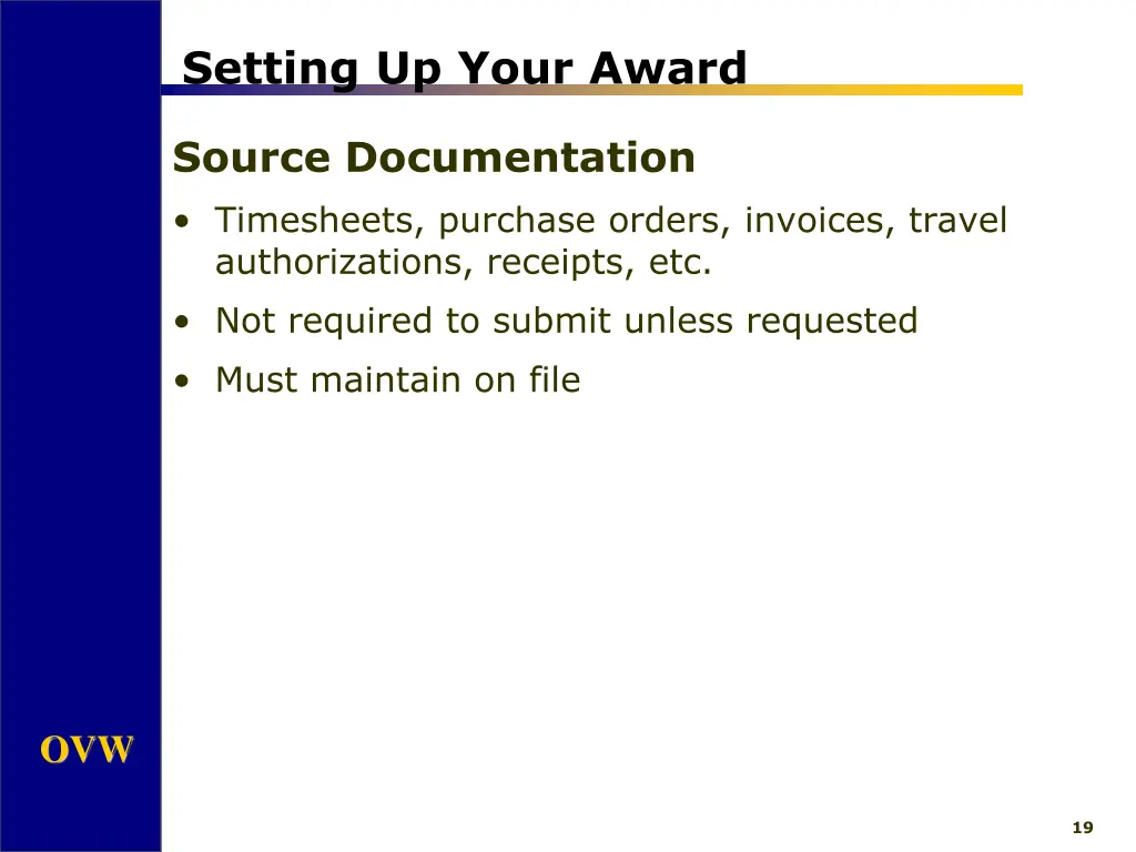 setting up your award 6