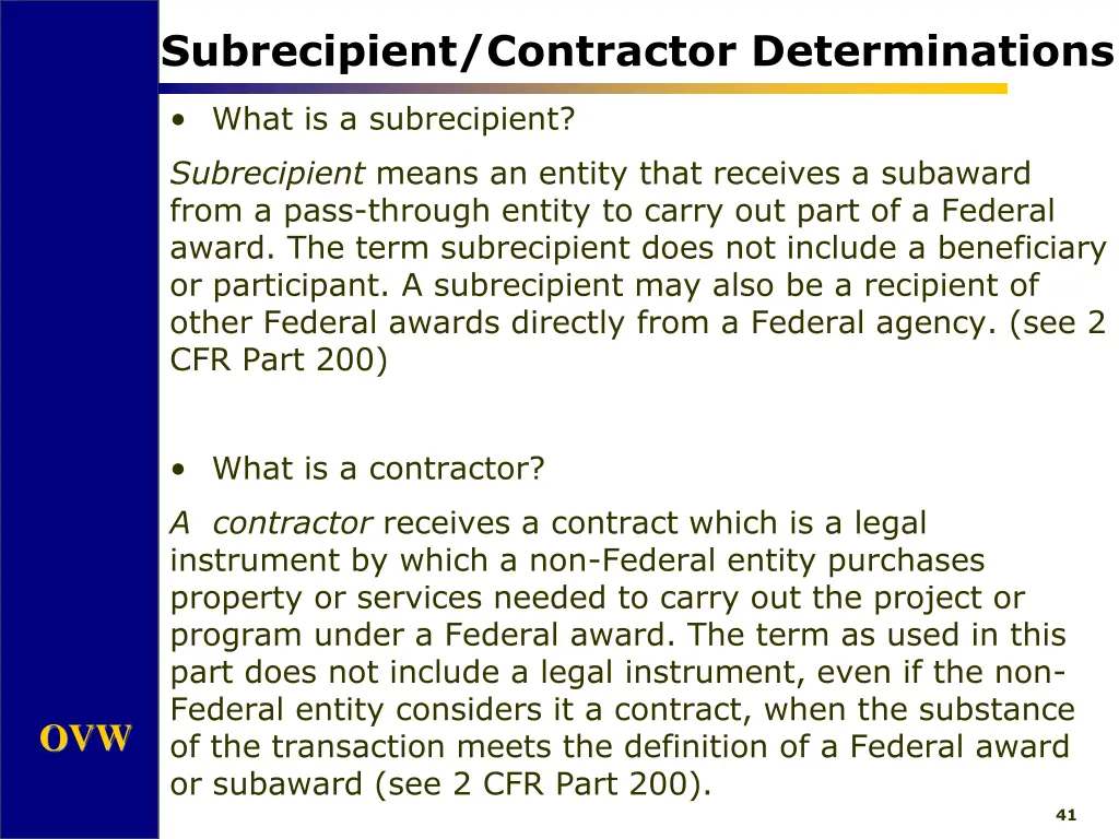 subrecipient contractor determinations 2