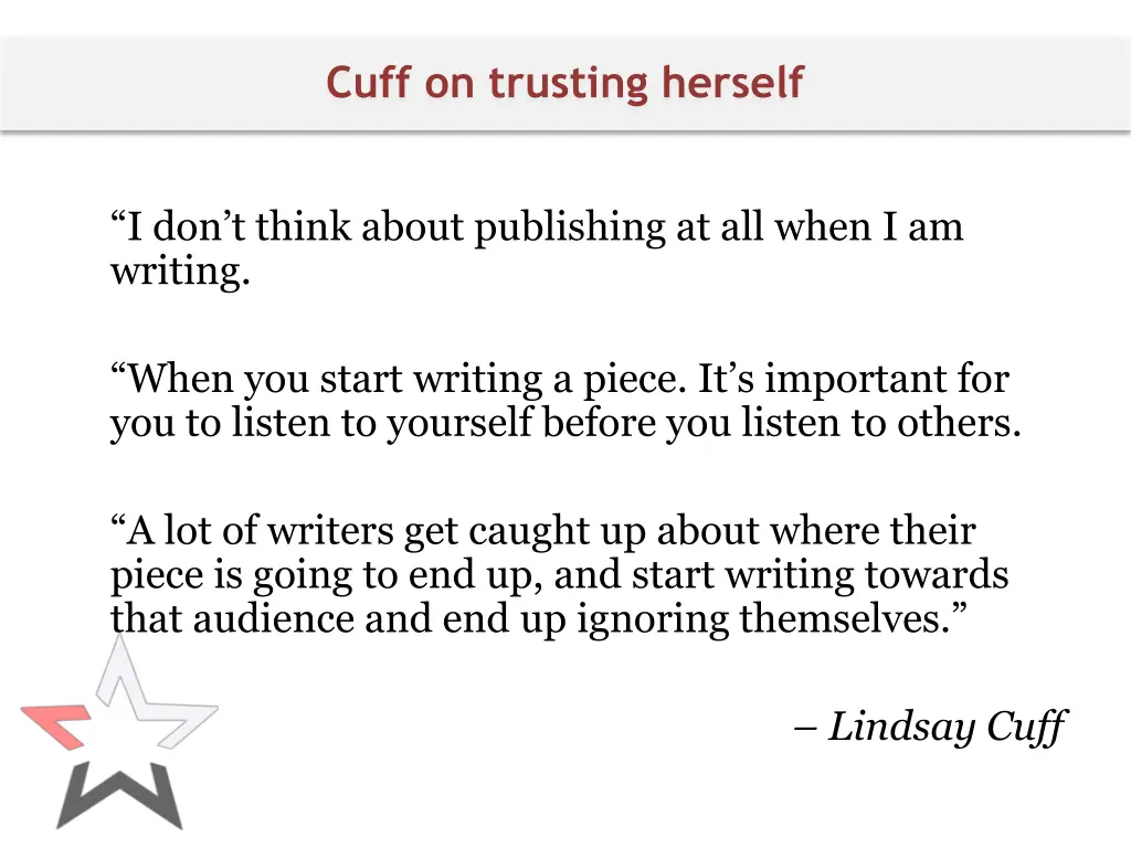 cuff on trusting herself