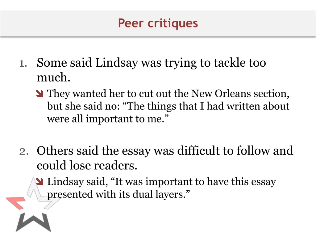 peer critiques