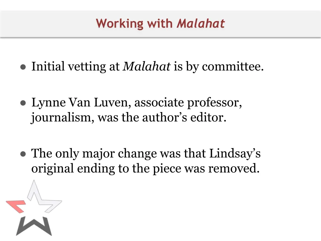 working with malahat