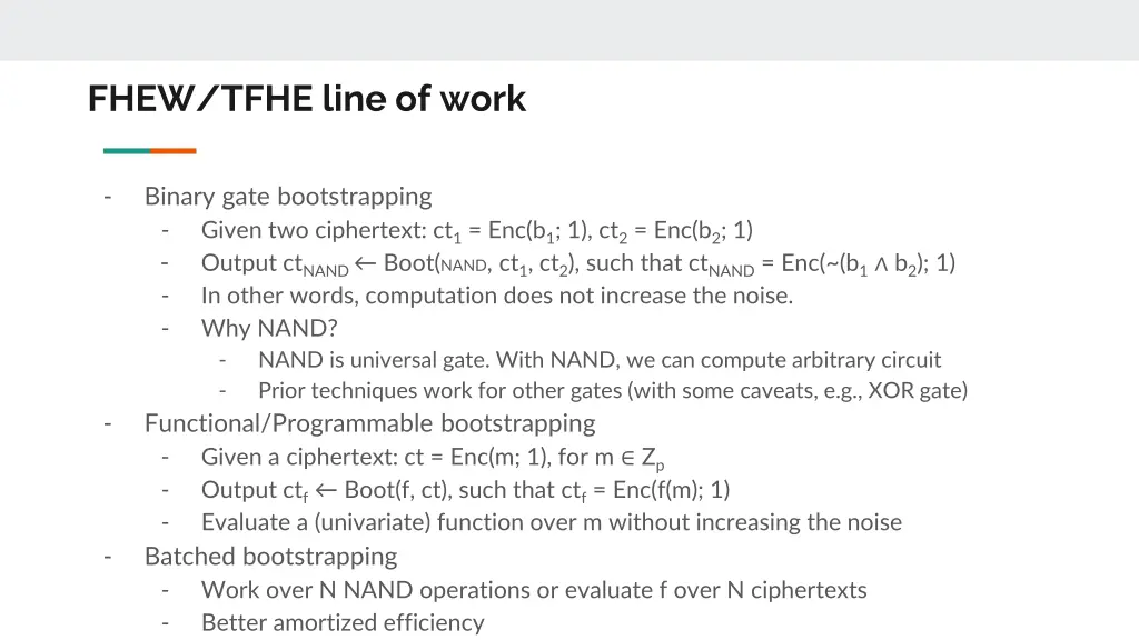 fhew tfhe line of work