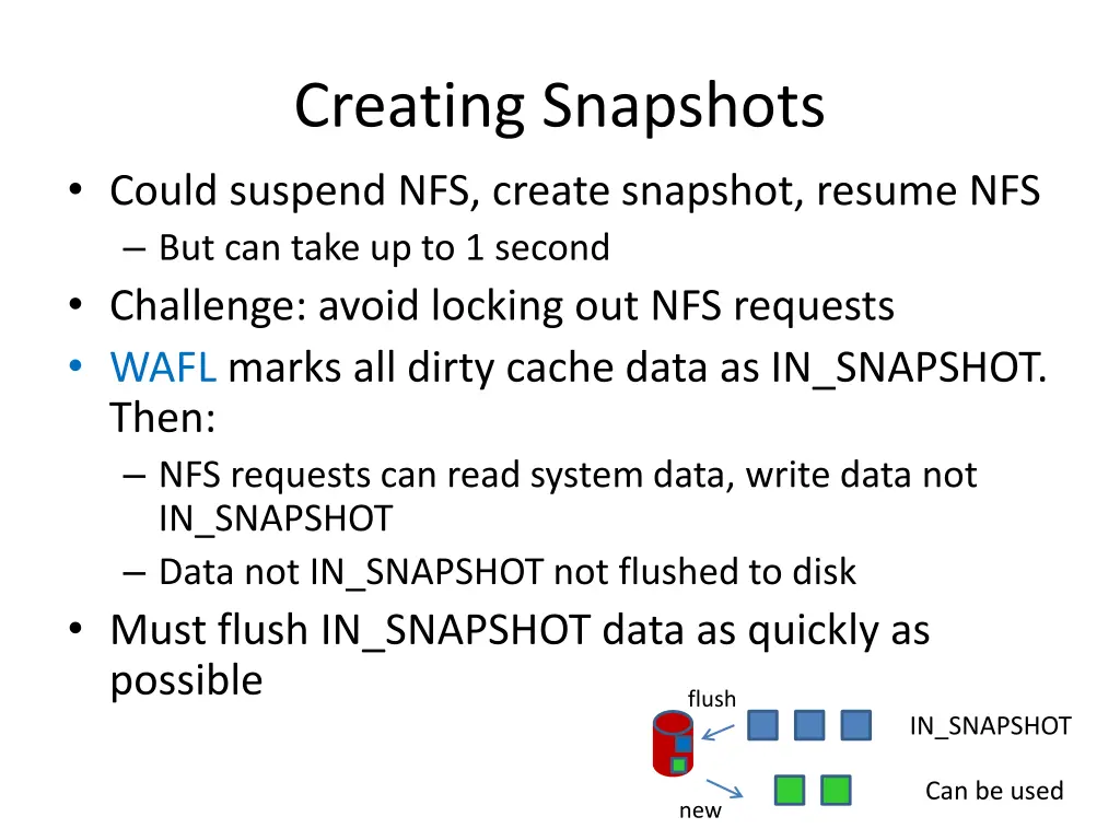 creating snapshots could suspend nfs create