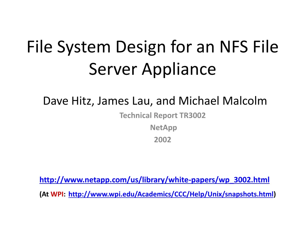 file system design for an nfs file server