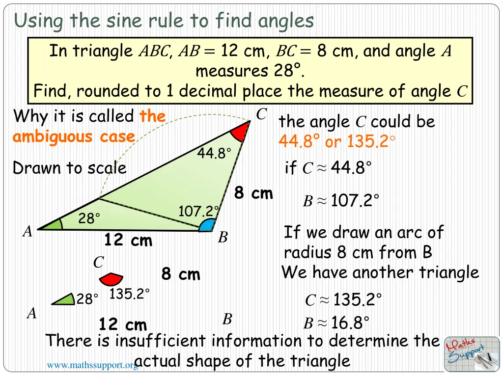 using the sine rule to find angles in triangle 1