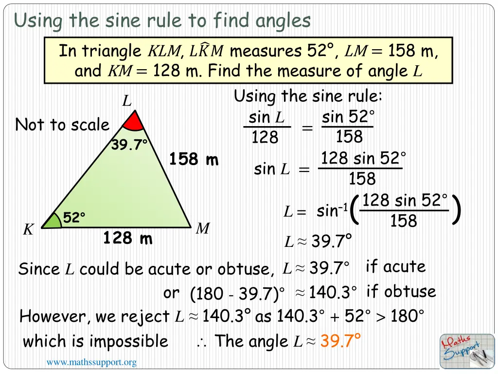 using the sine rule to find angles in triangle 2