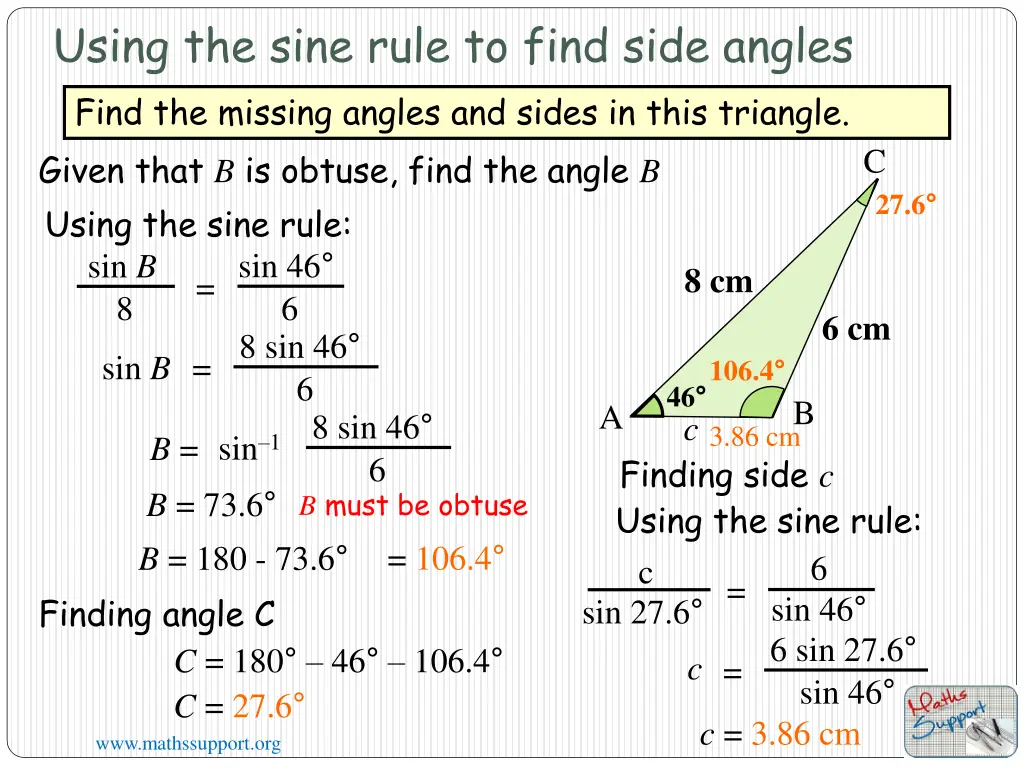 using the sine rule to find side angles 1