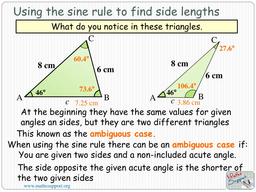 using the sine rule to find side lengths