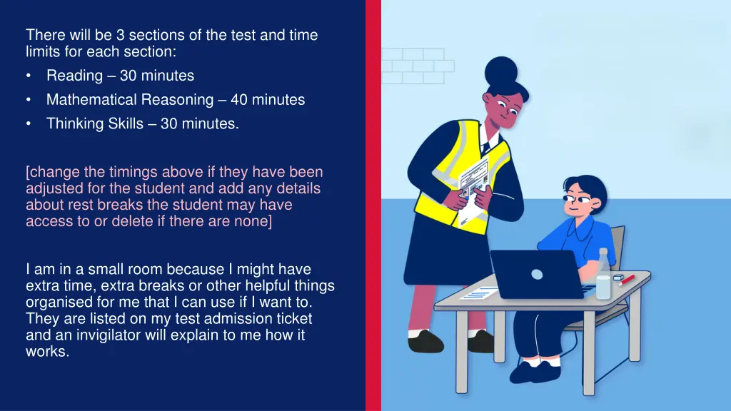there will be 3 sections of the test and time